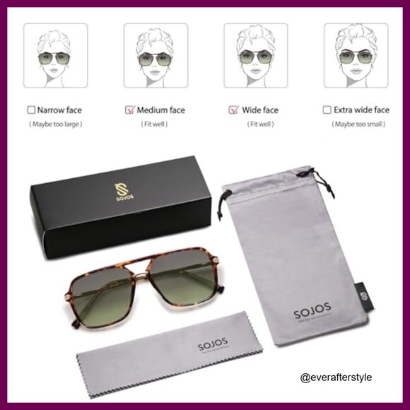 Polarized Retro Aviator Sunglasses, Square Frame, UV400 Protection main image 7